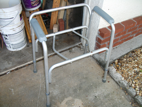 an old walker to be cutup for scrap aluminum to melt