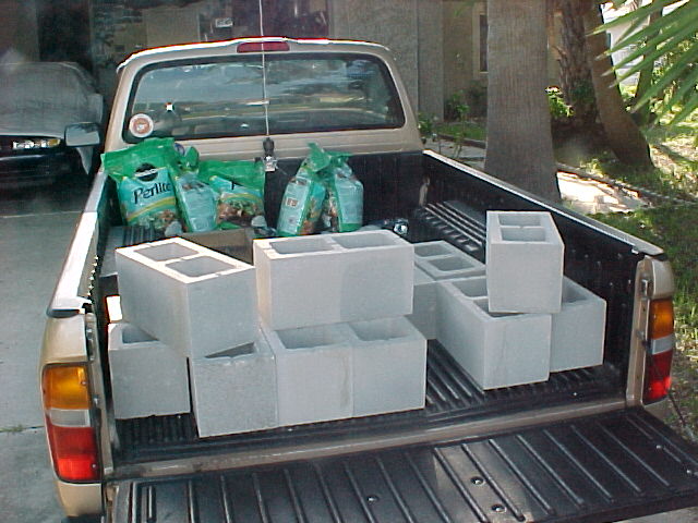 a truckfull of cinder blocks