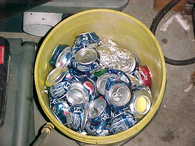 always keep some buckets to put the crushed aluminum cans in