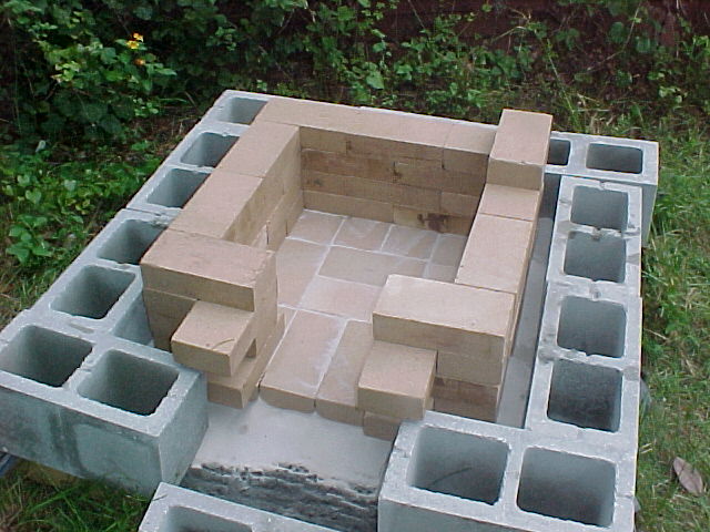 closeup of the internal placement of the firebrick liners