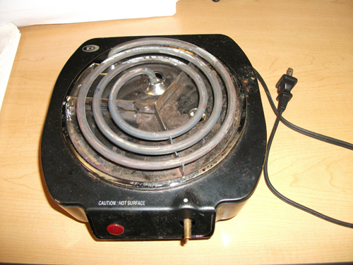 an electric hot plate to be modified to melt lead